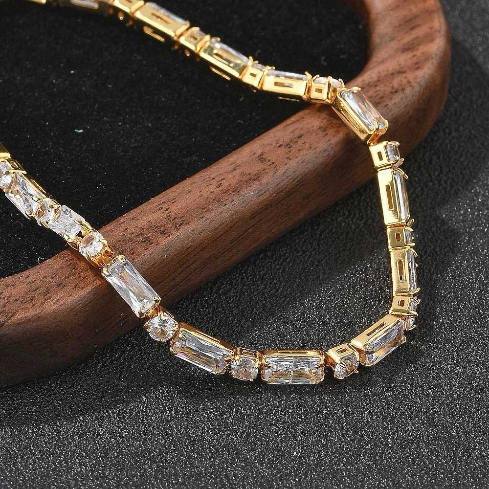 Cubic Zirconia Gold Link Tennis Bracelets